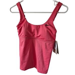 NEW Nike XS Pink Bathing Suit TOP Tank Built in Bra Pickle Ball Tennis Modest